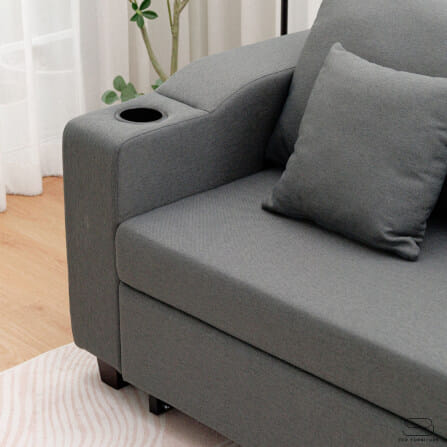 โซฟาเบด CCR FURNITURE รุ่น PHILLY (ฟิลลี่) ขนาด 174 cm. ผ้า สีเทาเข้ม (A1-33) พร้อมที่วางแก้ว_8